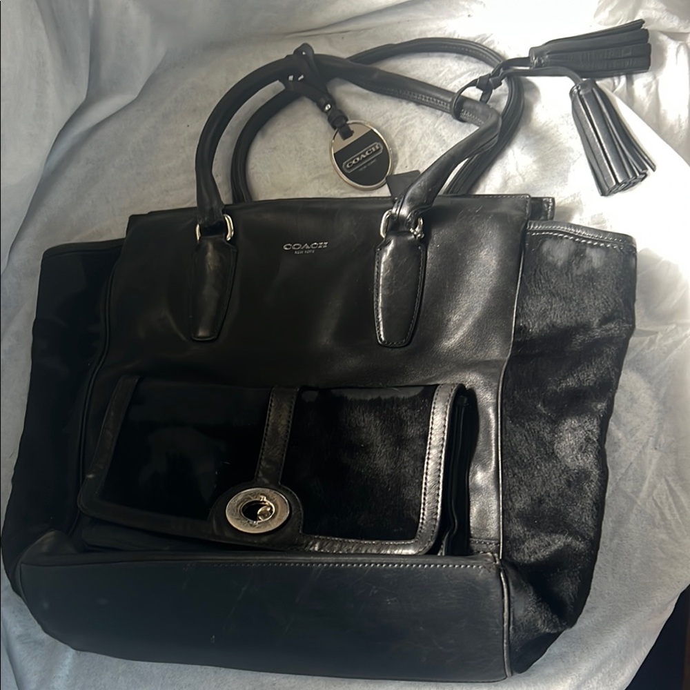 Coach Black Leather Tote Bag